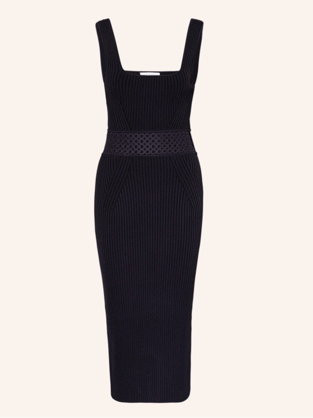 House of Harlow 1960 Black Ribbed Midi Dress